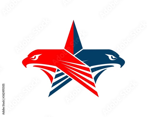 Star and twin eagle head with american colors