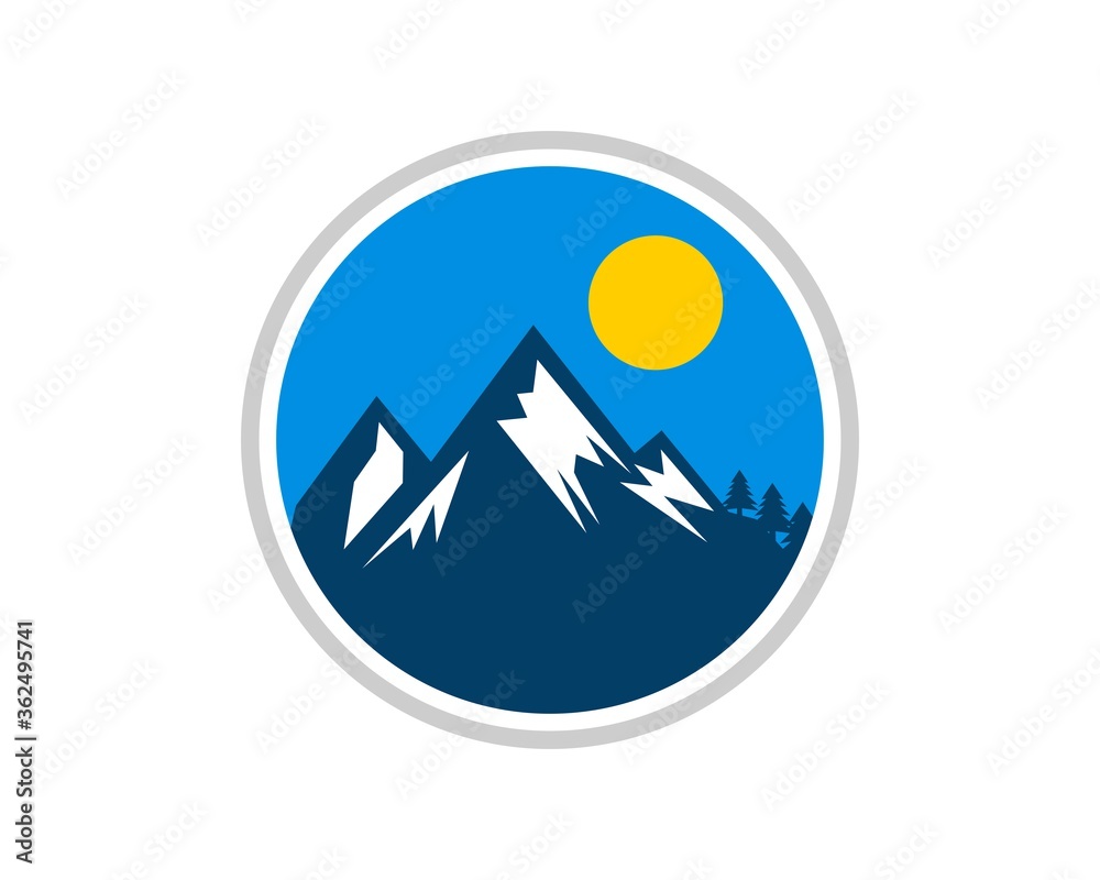 Circle shape with night mountain inside