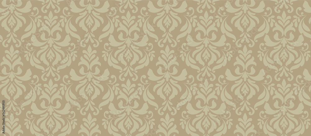 Vector seamless floral damask pattern, vintage abstract background.
