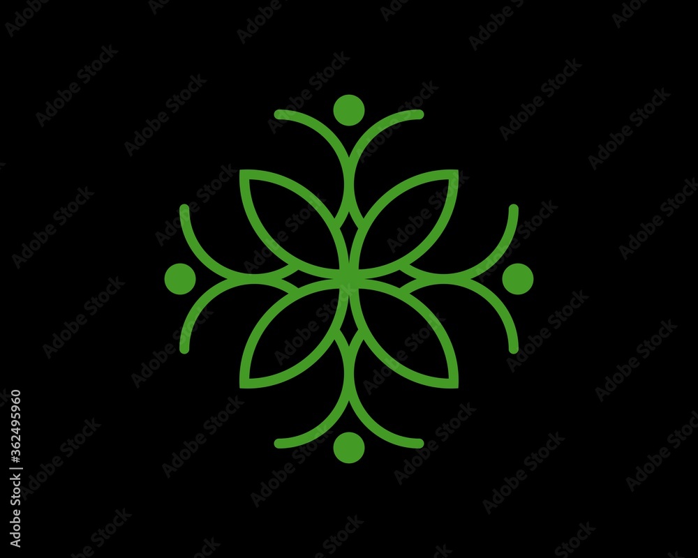 Abstract healthy people and green leaf line Abstract healthy people and green leaf line