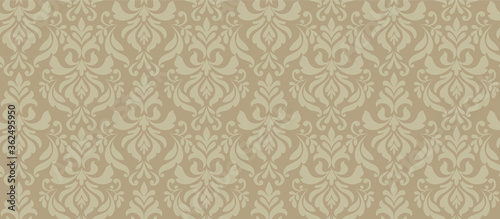 Vector seamless floral damask pattern, vintage abstract background.