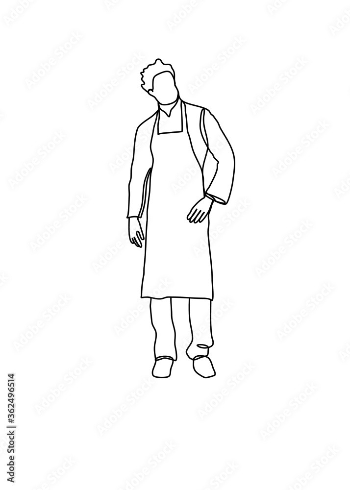 Drawing line vector, The restaurant service men are bringing food and beverages to be served. Drawing line vector, The restaurant service men are bringing food and beverages to be served.