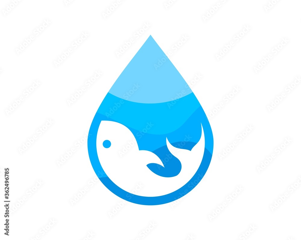Water drop with fish inside Water drop with fish inside