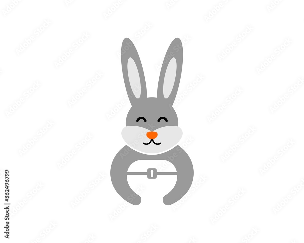 Happy rabbit with treasure box inside Happy rabbit with treasure box inside