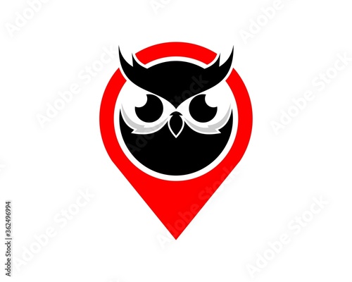 Pin location with cute owl head inside