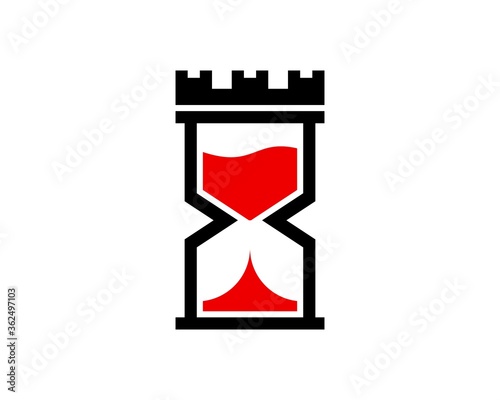 Hour glass fortress with red liquid inside