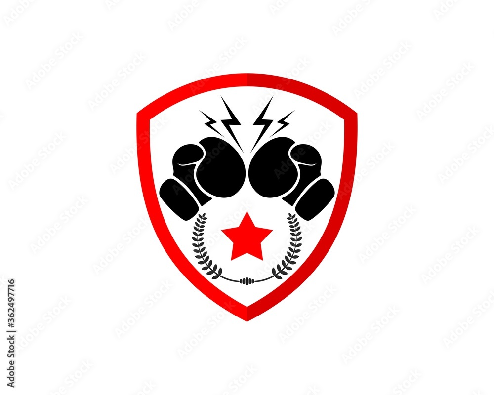 Shield with boxing golf and star Shield with boxing golf and star