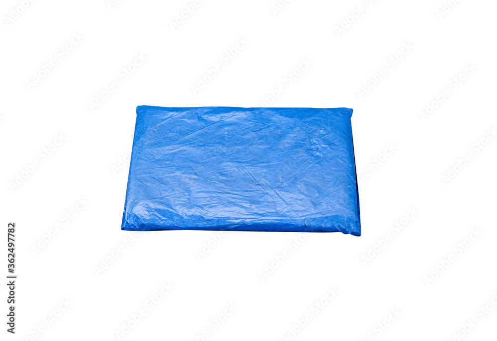 Closed polythene blue envelope delivery shipping online  isolated on white background , clipping path