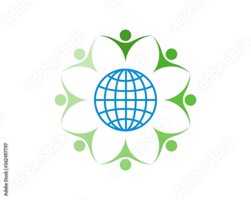 Globe with circular people around