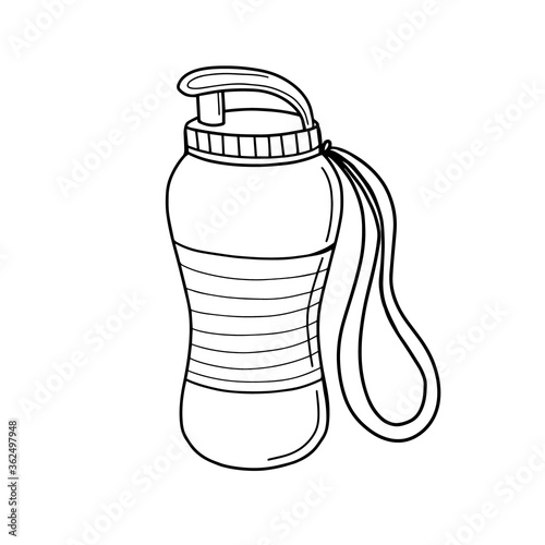 sports water bottle isolated on a white background. Vector stock  illustration in Doodle style
