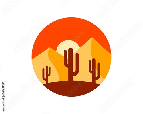 Orange sunset in the desert