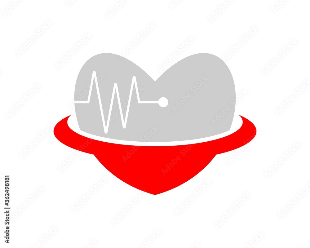 Heart shape with heart beat inside Heart shape with heart beat inside