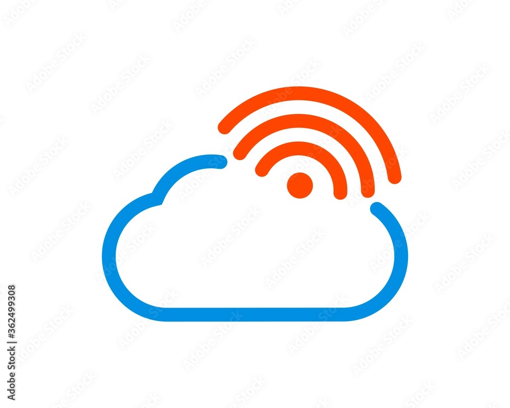 Cloud line with network connection above Cloud line with network connection above