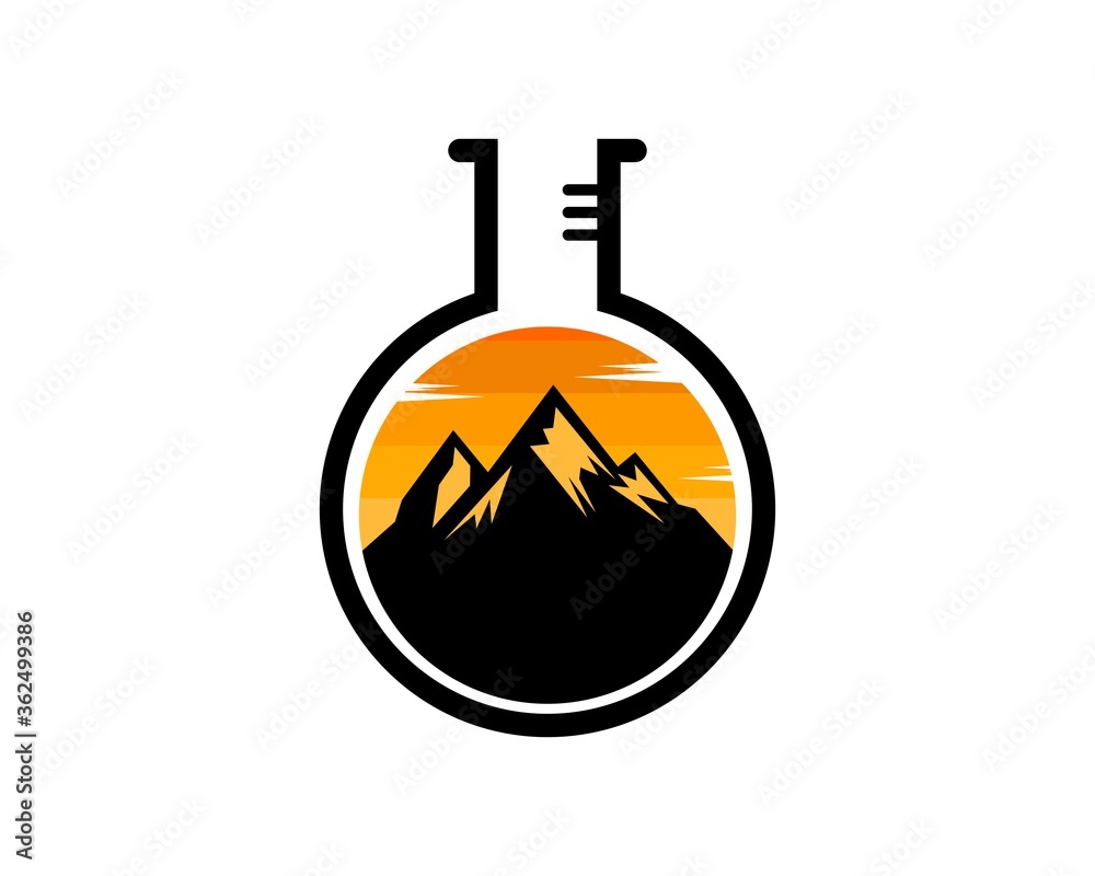 Bottle laboratory with mountain inside