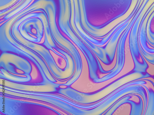 3d rendering iridescent surface pattern with holographic waves background