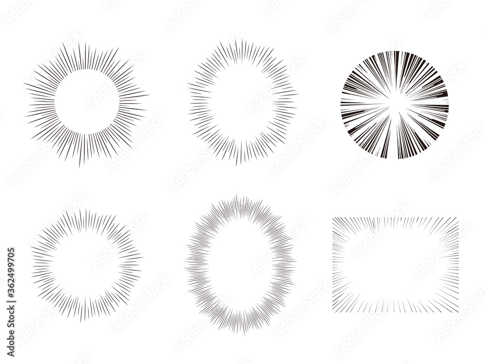 Fototapeta premium 漫画の集中線フレーム吹き出し素材