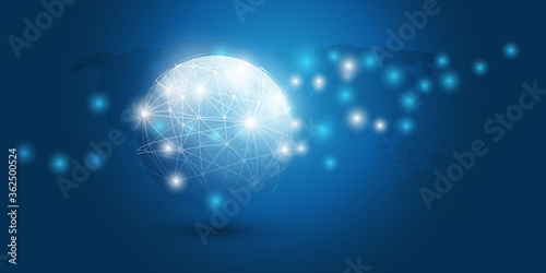 Wallpaper Mural Abstract Blue Minimal Style Cloud Computing, Networks Structure, Telecommunications Concept Design, Network Connections, Transparent Wavy Geometric Mesh - Vector Illustration Torontodigital.ca