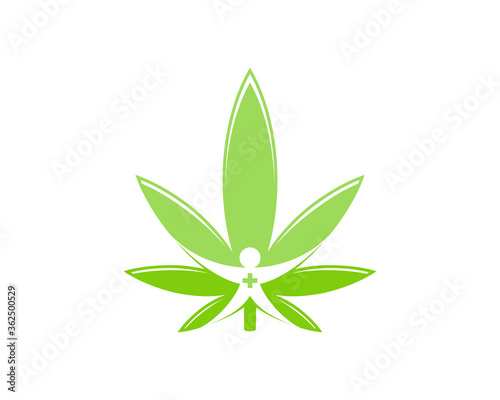Cannabis leaf with happy people inside