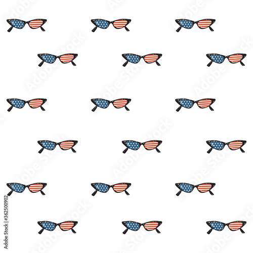 Seamless pattern  Cateye sunglass with american flag with hand writting " Vote is your Voice" design for Voting in election day 2020 ,Tshirt,banner,and all graphic type