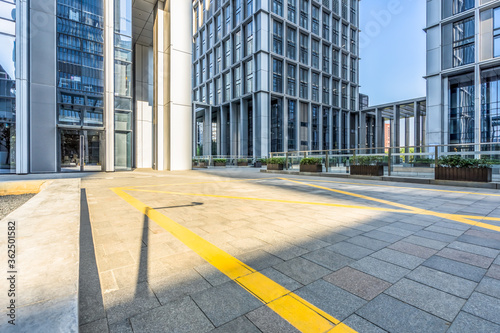 modern buildings and empty pavement in china.