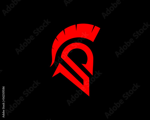 Abstract spartan helmet with S letter initial