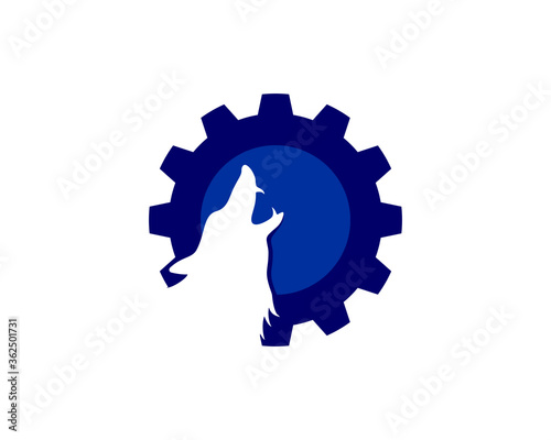 Gear with wolf howling inside