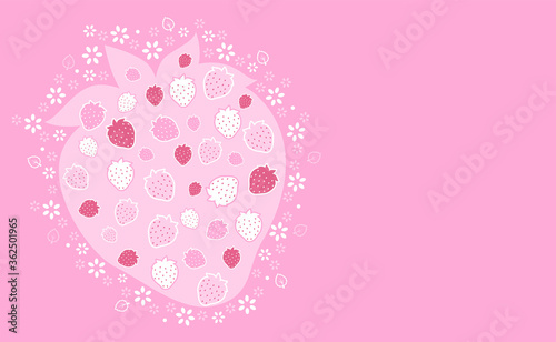 Cute strawberry background in pink colour.