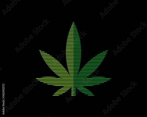 Cannabis leaf with stripes style