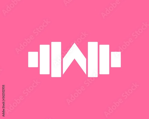 W letter with woman dumbbell gymnastic