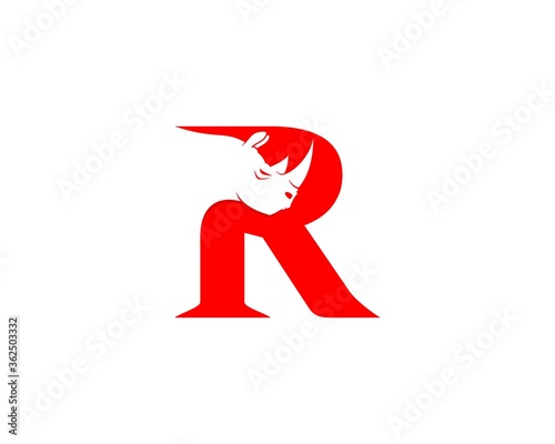 R Letter with rhino head