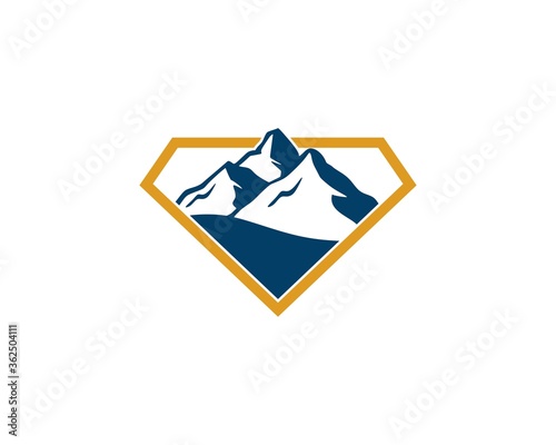 Gold diamond shape and mountain