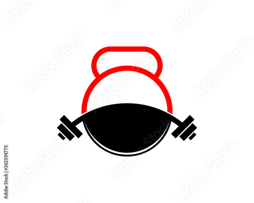 Kettle bell with dumbbell gym logo