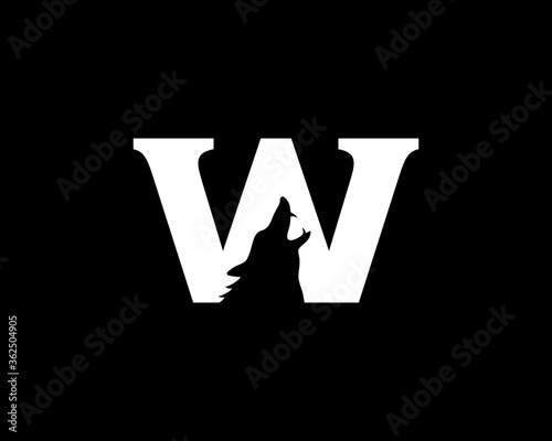 W letter with wolf roar in the middle