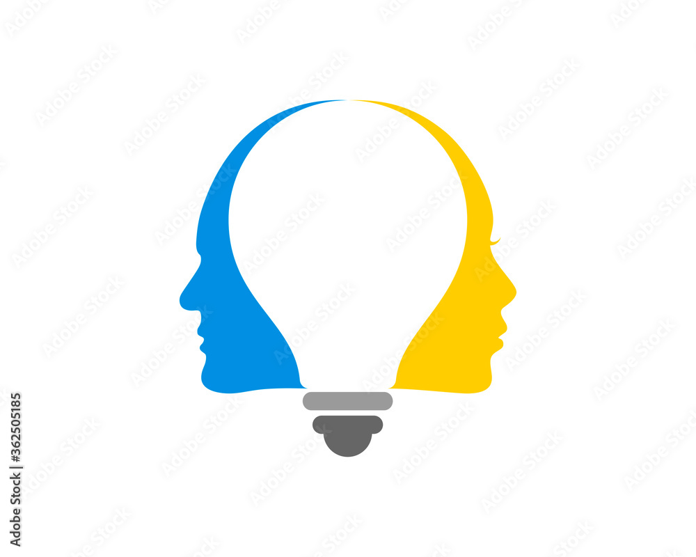 Twin head people with bulb inside Twin head people with bulb inside