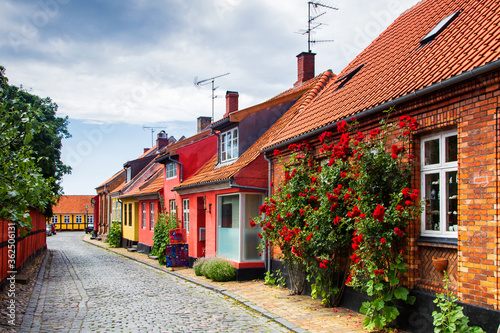 RONNE, DENMARK - JUNE 24: Typical Bornholm architecture in Ronne, Denmark on June 24, 2014. Ronne is the capital of Bornholm island. photo