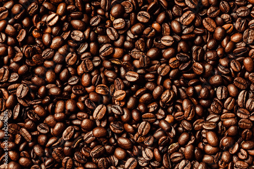 Macro photo of roasted coffee beans background 