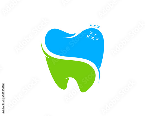 Healthy teeth with light blue and green colors