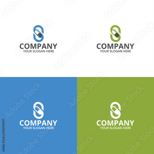 Letter S with Capsule Logo Template Vector