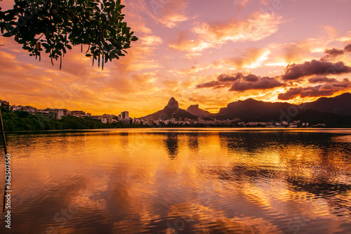 Lagoa Rodrigo de Freitas sunset in Rio de Janeiro, Brazil photo