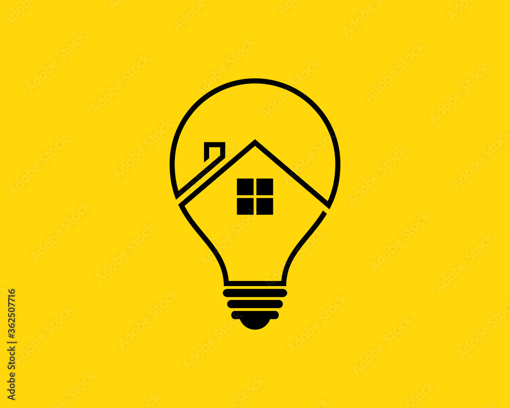 Smart house line with light bulb shape Smart house line with light bulb shape