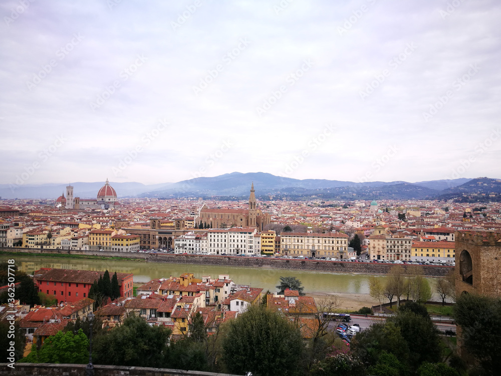 Tourism in Florence. Artistic look in vivid colours.
