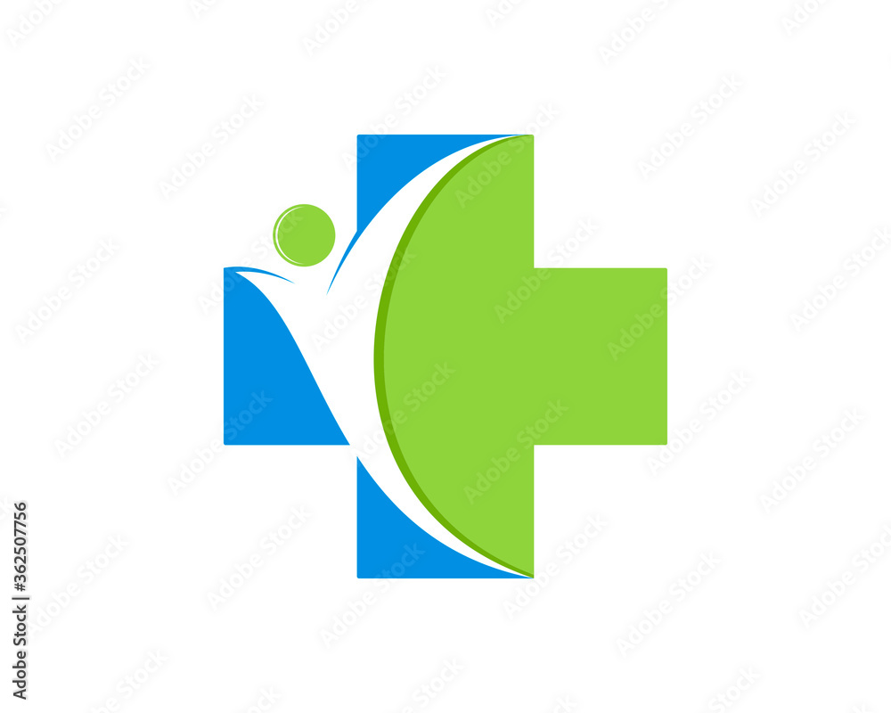Fun and happy people inside the medical symbol Fun and happy people inside the medical symbol