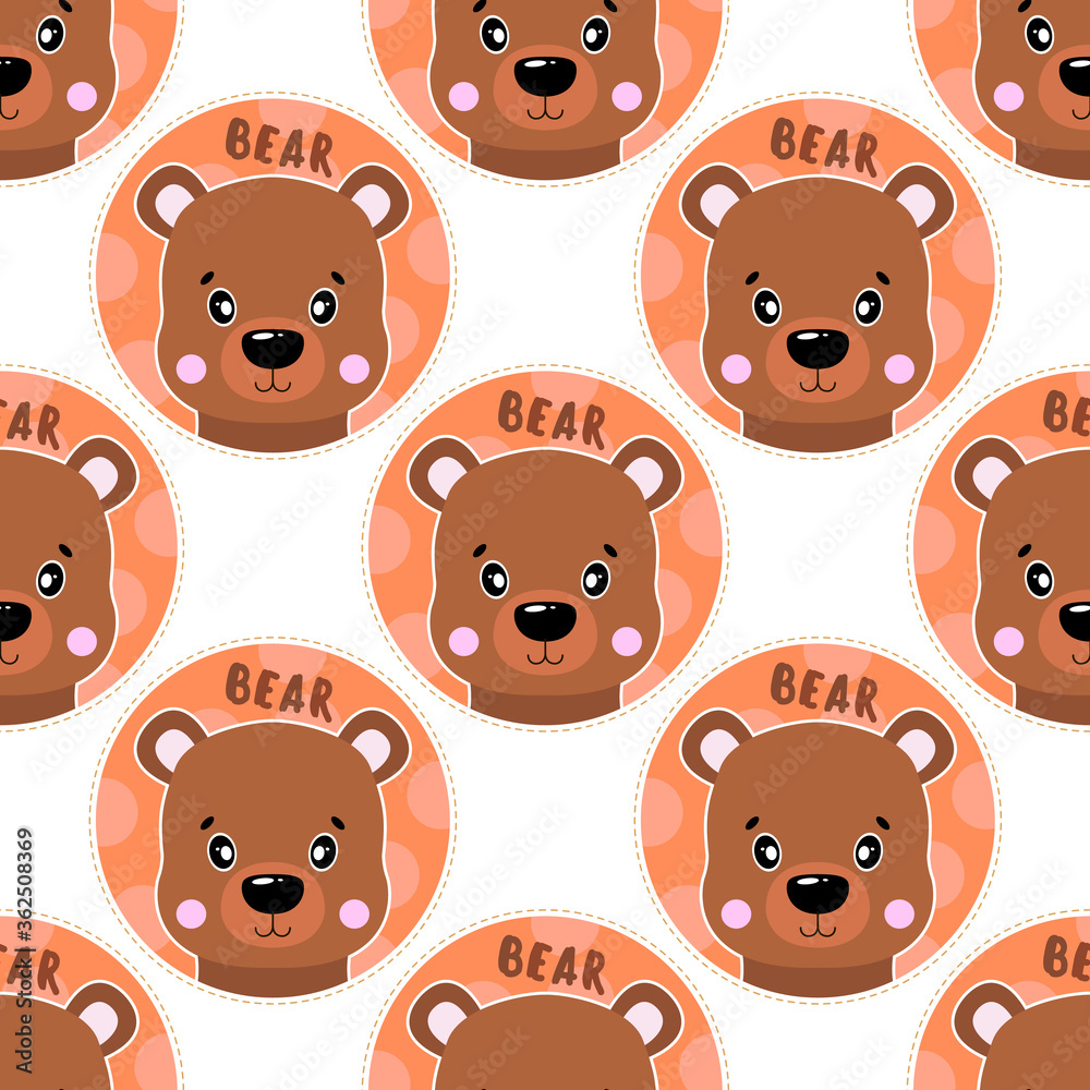 Obraz premium Seamless pattern animal bear face. Funny head muzzle