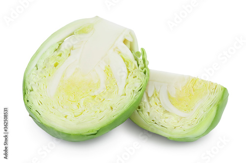 Brussels sprouts half isolated on white background with clipping path and full depth of field