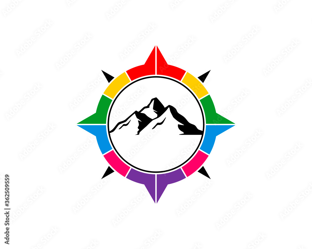 Rainbow compass with mountain Rainbow compass with mountain