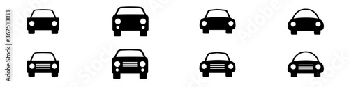 Set of icons representing car, automobile or motor vechile. Vector Illustration