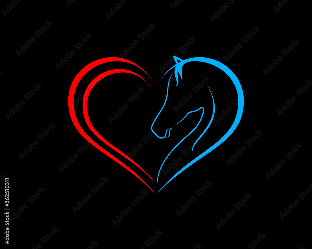 Love horse with line art Love horse with line art