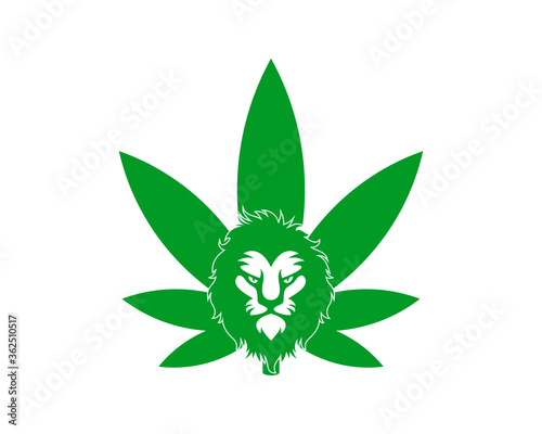 Cannabis leaf with lion head