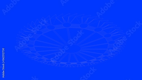 3d rendering of a white lines illustration isolated on blue background