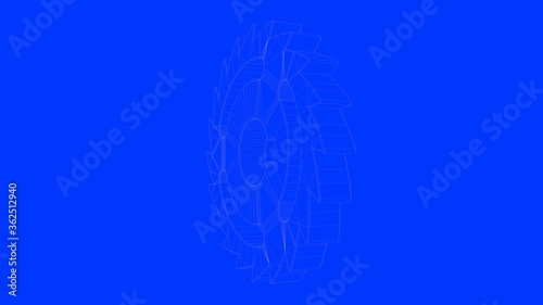 3d rendering of a white lines illustration isolated on blue background
